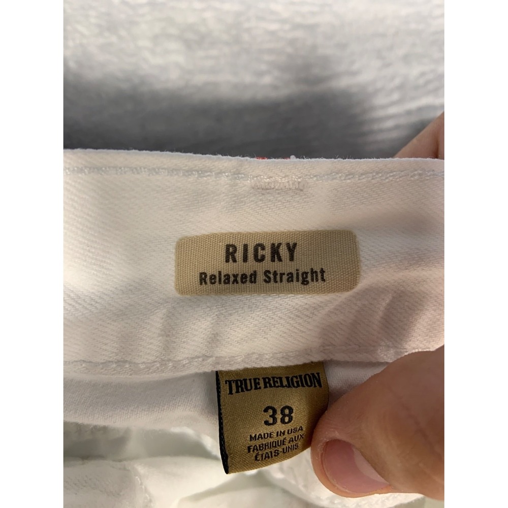 True Religion Ricky Relaxed Straight Jeans Men's Size 38 White Cotton Used - Picture 5 of 12